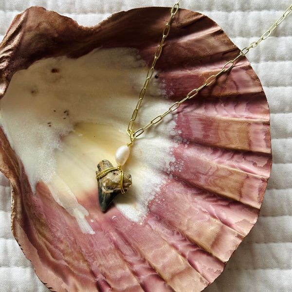 Pearl Shark Tooth Necklace