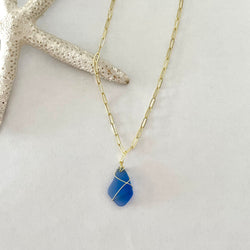 Blue Sea Glass Necklace